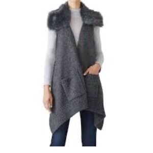 KF/Kaufmanfranco Gray Faux fur collar Sweater Vest size M